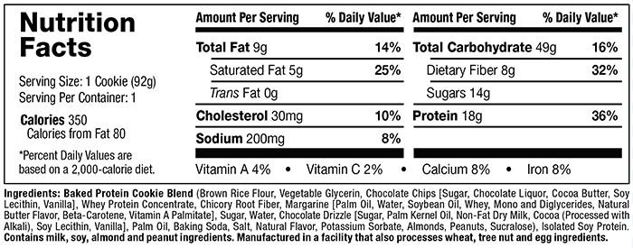 protein cookie chocolate chip facts