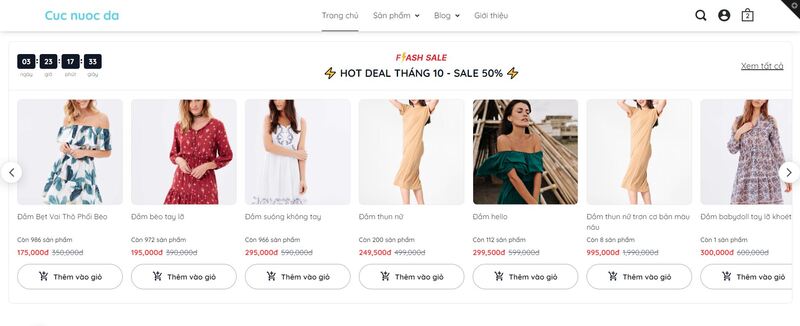 Giao diện hiển thị sản phẩm Flash Sale tại Trang chủ website