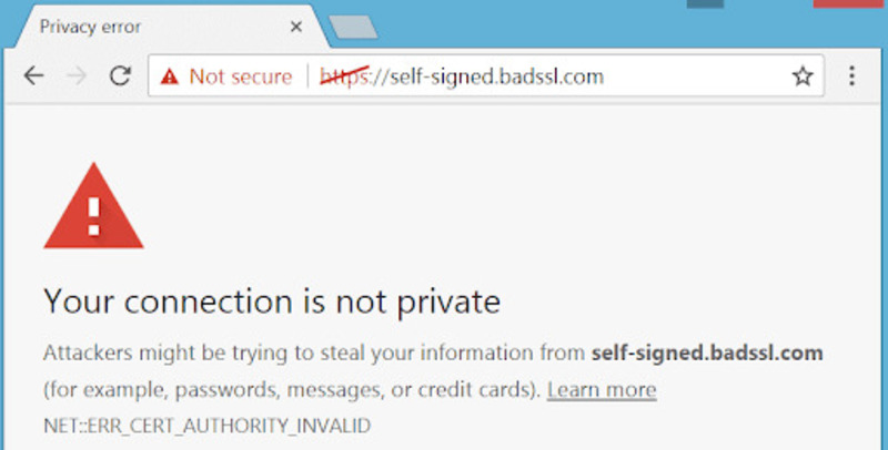 Lỗi chứng chỉ SSL không đáng tin cậy
