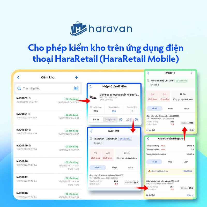 Cho phép kiểm kho trên ứng dụng điện thoại HaraRetail (HaraRetail Mobile)