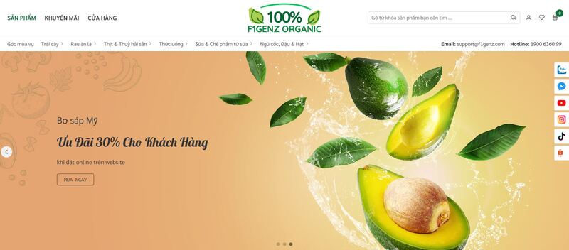 Mẫu giao diện website bán hàng thực phẩm organic