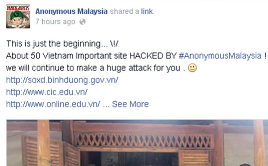 Hơn 50 website Việt Nam bị tấn công bởi Anonymous Malaysia