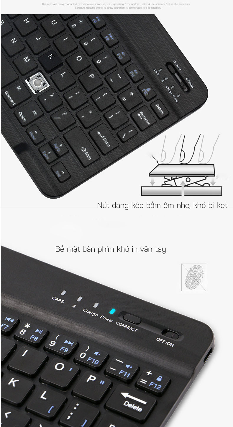Bàn phím Bluetooth có đèn kèm bao da và khay đựng bút Pencil  cho iPad Air 2 , Pro 9.7, iPad 2018, iPpad 2017 Promax RK508 - Đỏ