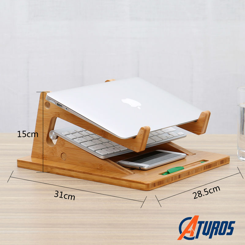 Giá đỡ điện thoại, đế tản nhiệt bằng gỗ Aturos cho laptop giá tốt