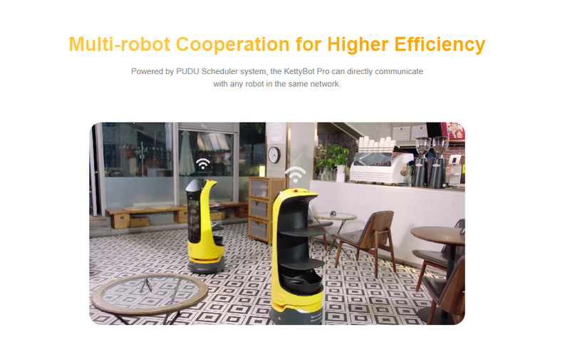 Robot phục vụ giao hàng thông minh Pudu Kettybot Pro trong nhà hàng, khách sạn, hội nghị