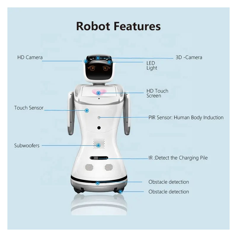 Robot tự phục vụ, chào hàng, chào hỏi khách hàng Aturos Sanbot tích hợp AI có thể nhảy múa, hát theo yêu cầu