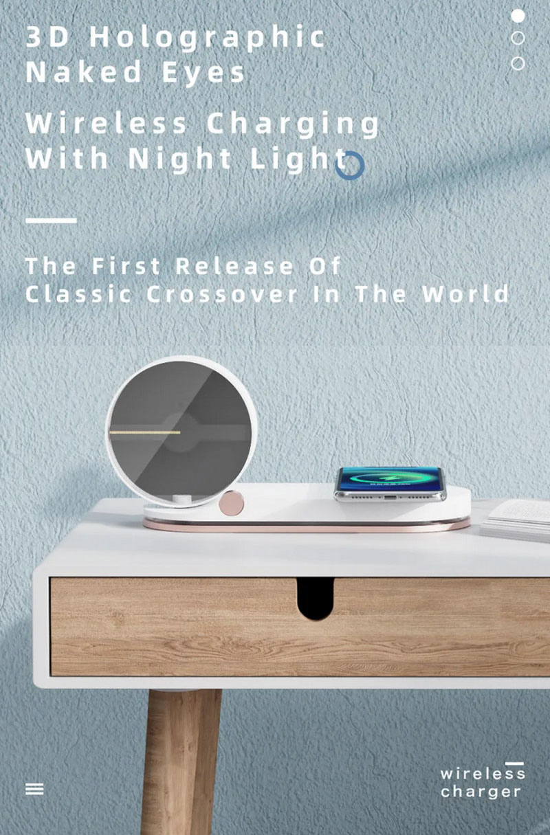 Bộ sạc không dây Aturos 3DW tích hợp quạt đèn LED 3D Hologram, tích hợp đèn ngủ