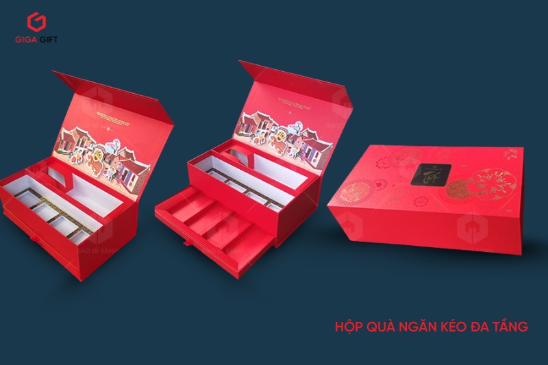 Hộp ngăn kéo đa tầng tạo hấp dẫn qua từng tầng quà tặng
