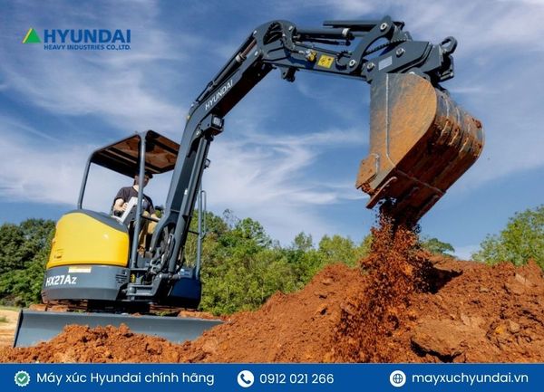 Chi tiết về máy xúc mini Hyundai nhỏ gọn, ưu việt