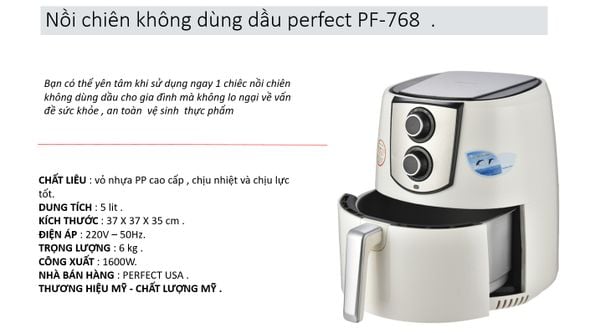 Ná»i chiÃªn khÃ´ng dáº§u Perfect 5 lÃ­t GLA-768