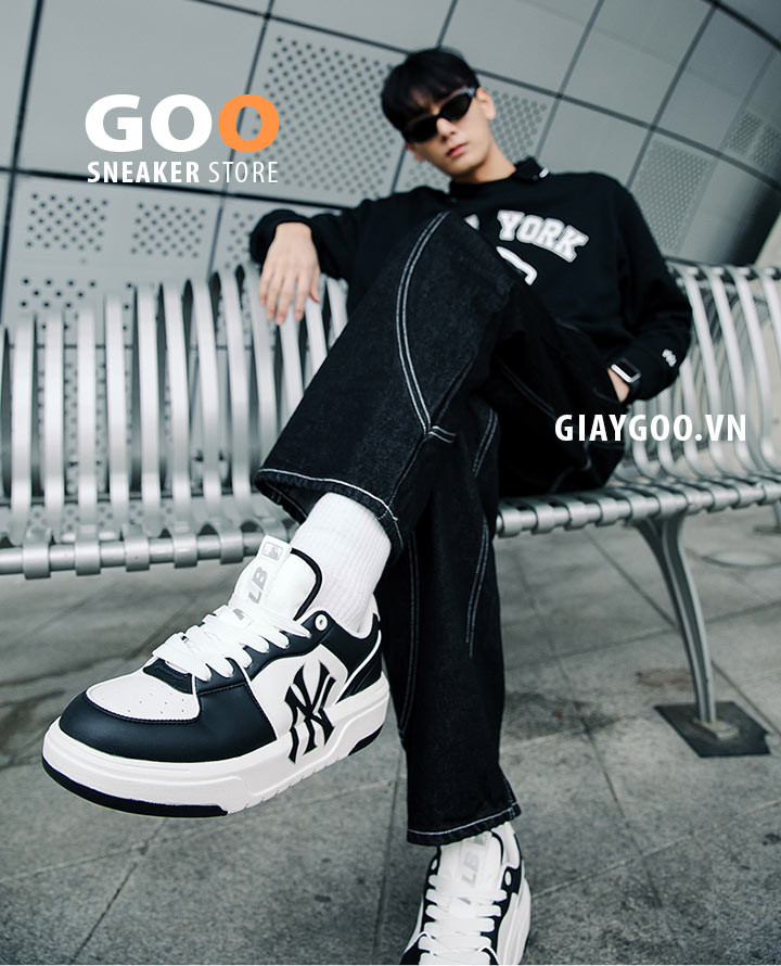 giày mlb chunky liner piano black outfit nam