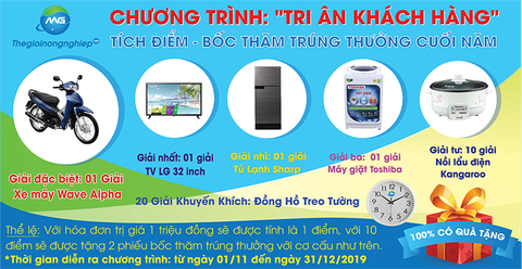 Chương Trình Tri Ân Khách Hàng: Tích Điểm - Bốc Thăm Trúng Thưởng Cuối Năm