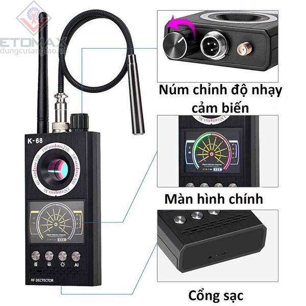 Máy dò sóng phát hiện nghe lén, dò tìm định vị GPS K68