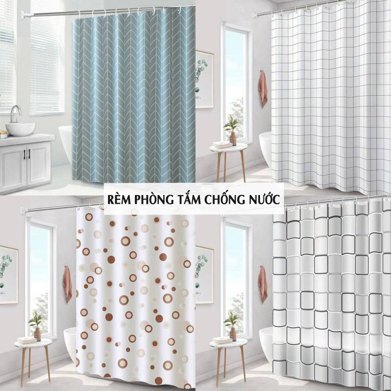 Rèm nhà tắm chống nước lắp đặt không cần khoan bắt vít