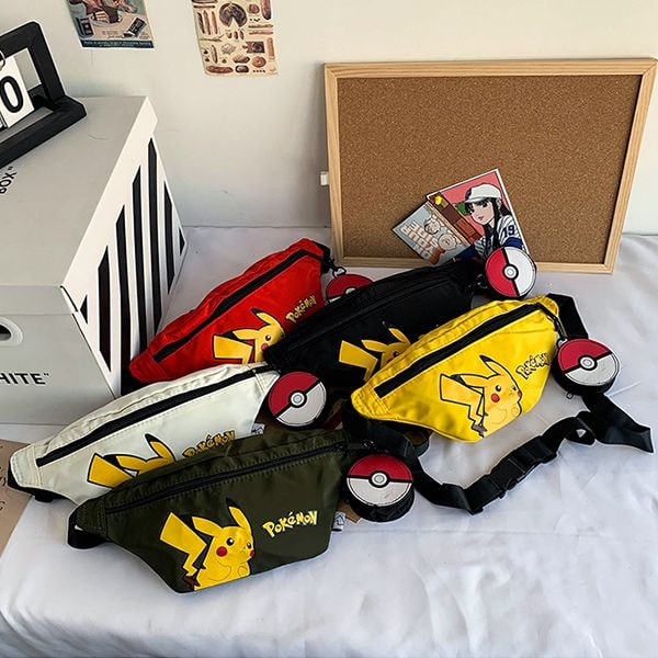 Túi bao tử Pokemon Pikachu Poke Ball đẹp mắt chất lượng tốt đựng điện thoại bóp ví tiền đeo đi học đi chơi
