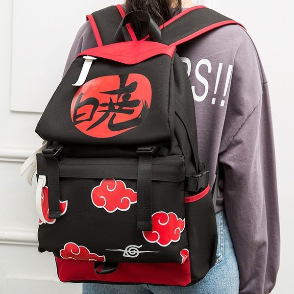 Shop bán Balo Naruto Akatsuki màu đen đỏ cao cấp đẹp mắt có giao hàng toàn quốc dùng đựng sách vở laptop máy tính bảng
