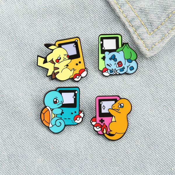 Phụ kiện thời trang ghim Pin cài áo hình Pokemon Gameboy phong cách Retro