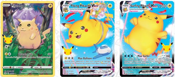 Thẻ bài Pokemon TCG Celebrations Premium Figure Collection Pikachu VMAX hàng thật chính hãng gồm nhiều thẻ bài ngẫu nhiên in hình đẹp sắc nét sưu tầm