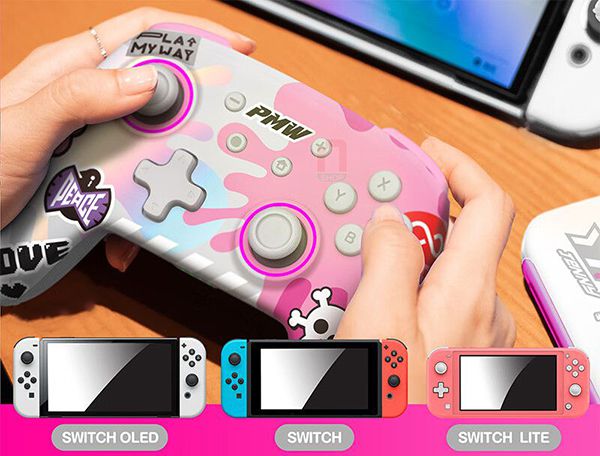 Phụ kiện Tay cầm Splatoon không dây màu hồng cho Nintendo Switch IINE PWN - L696