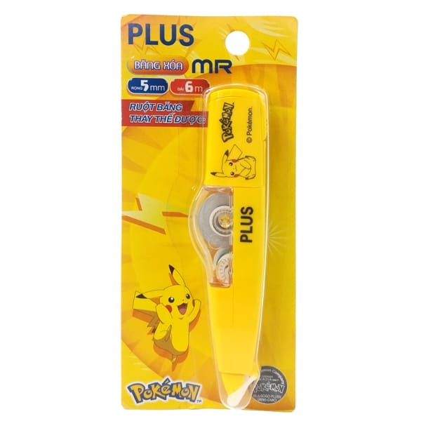 Băng xóa kéo Pokemon Pikachu màu vàng 5mm x 6m