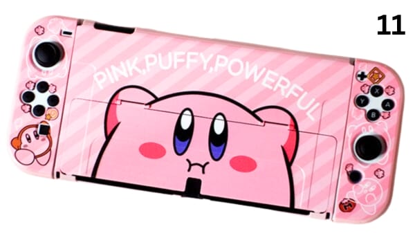 Case ốp in hình bảo vệ Nintendo Switch OLED tặng kèm bảo vệ Joy-con Kirby hồng