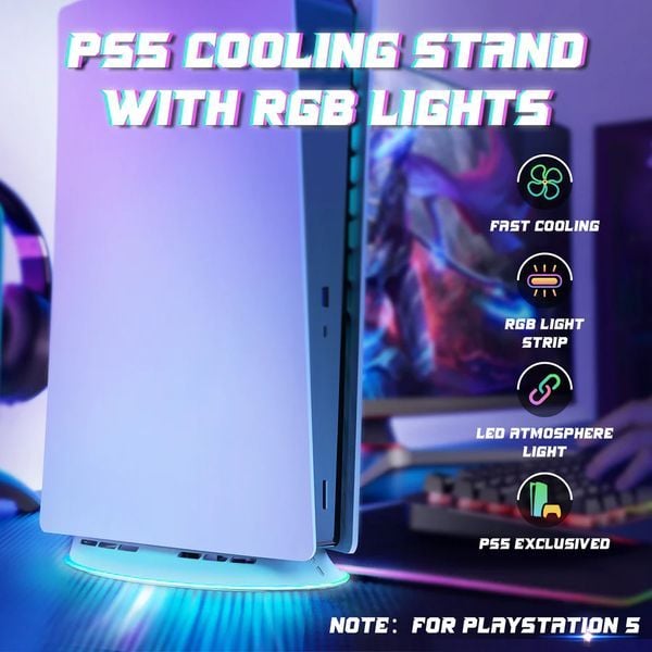 đế dựng làm mát Cooling Fan cho PlayStation 5 LED RGB IINE L782 chất lượng cao