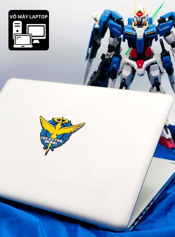 Miếng dán macbook laptop xe sticker decal kim loại 3D Gundam