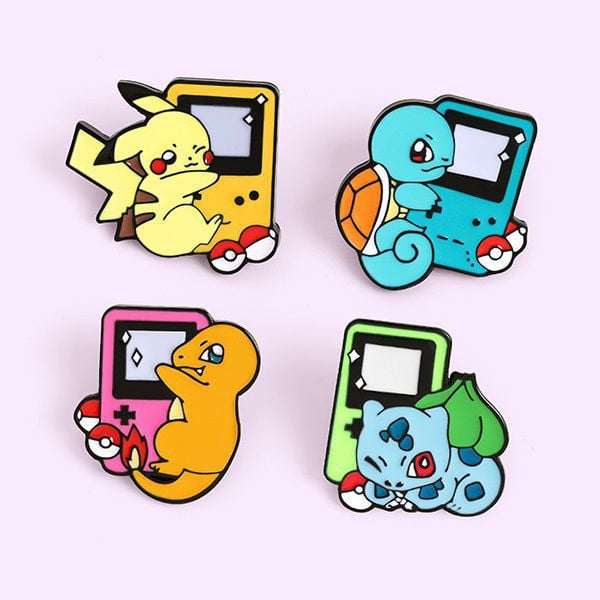 Phụ kiện trang trí Pin cài áo hình Pokemon Gameboy phong cách Retro