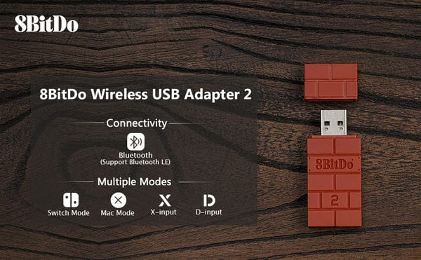 8BitDo USB Wireless Adapter 2 hỗ trợ kết nối tay cầm XBOX PS4 PS5 Pro Switch với PC Laptop Steam Deck Nintendo Switch