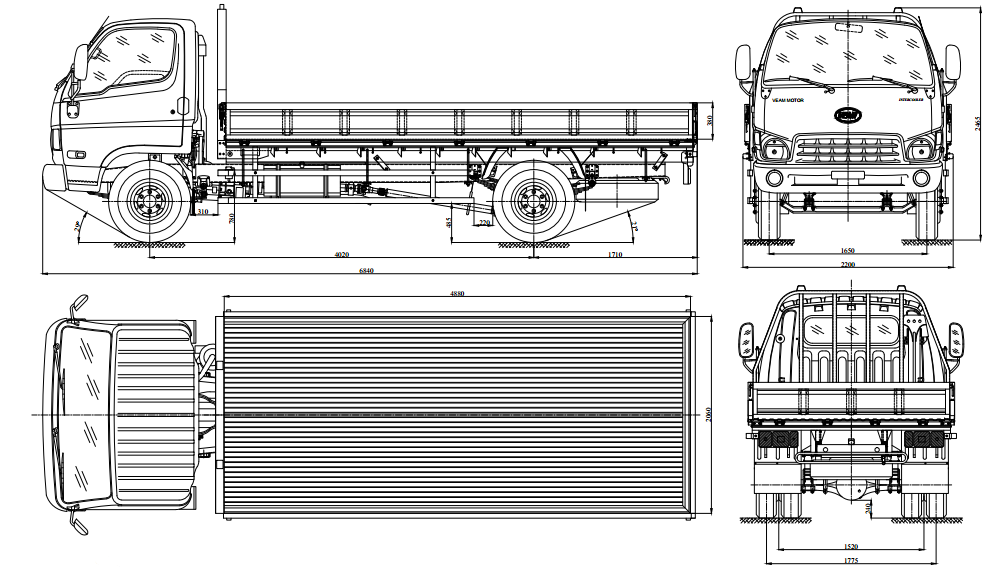 bản vẽ xe tải hyundai hd800 8 tấn thùng lửng