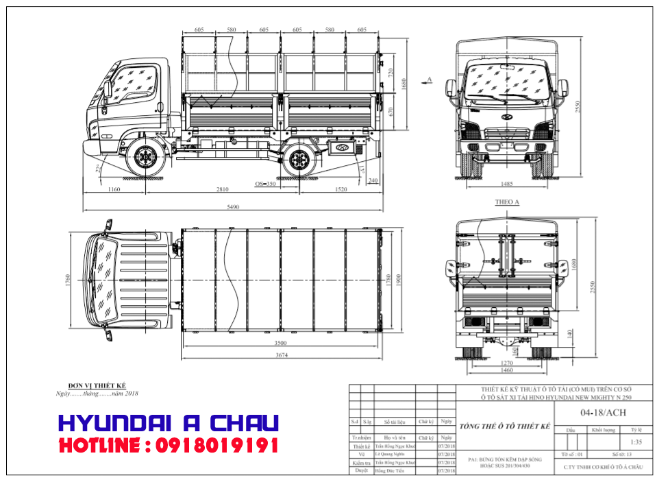 Xe tải Hyundai New mighty N250 thùng bạt 2.2 tấn