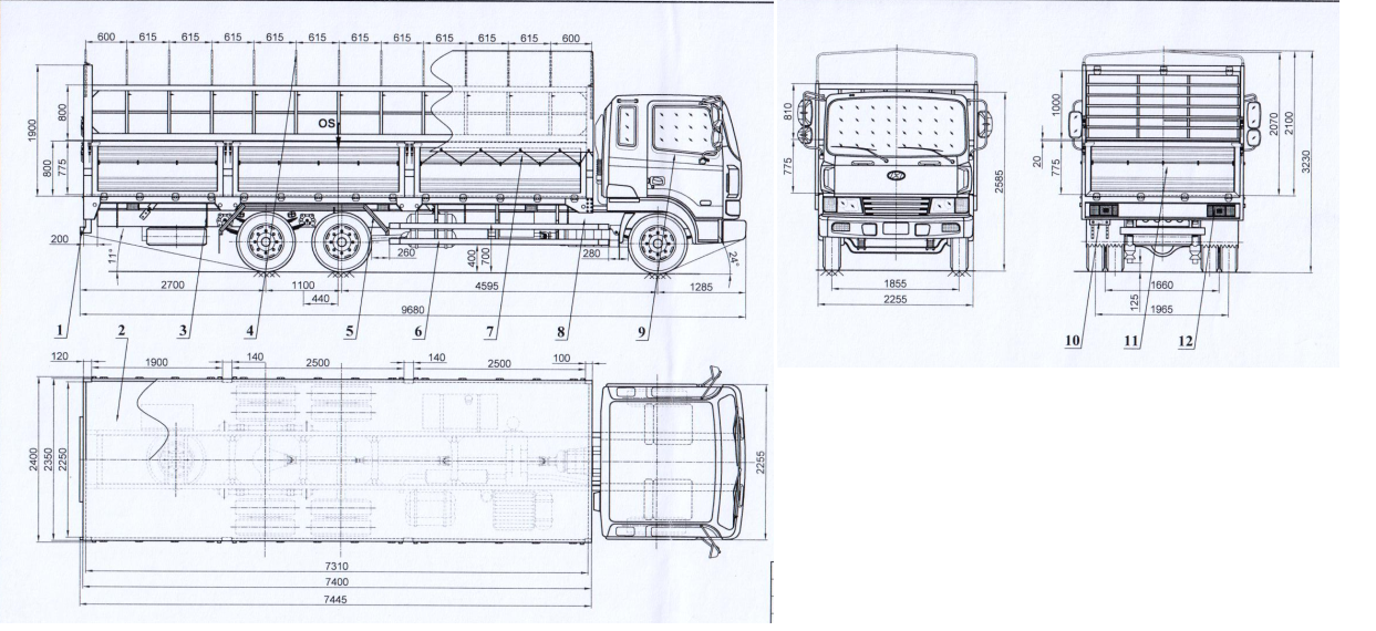 bản vẽ Hyundai HD210 thùng bạt