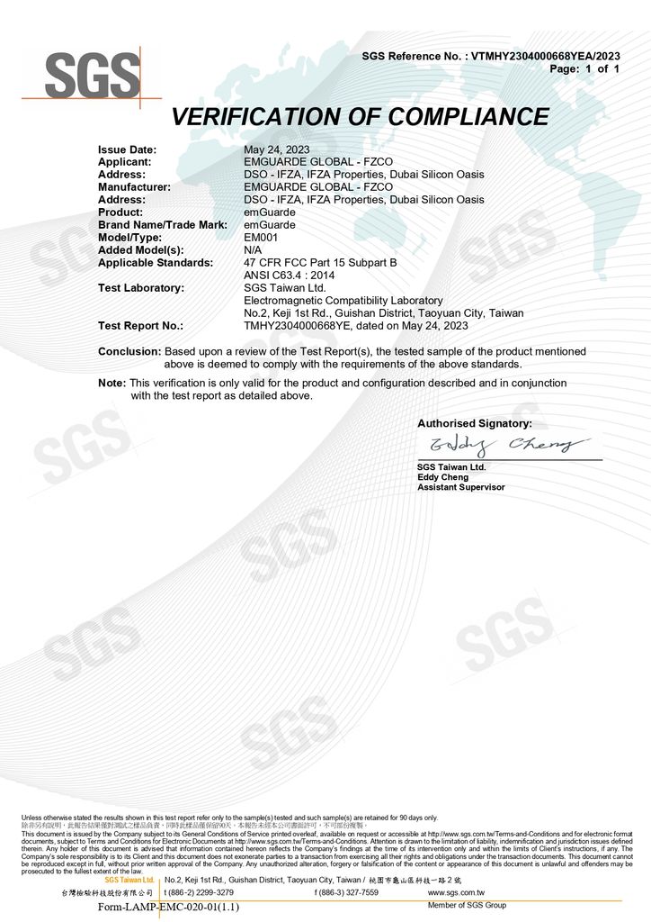 SGS Certified FCC Compliance