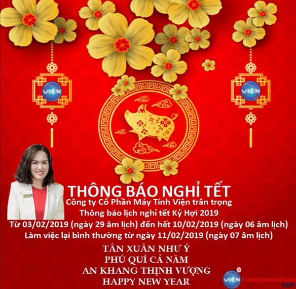 THÔNG BÁO NGHỈ TẾT NGUYÊN ĐÁN KỶ HỢI 2019