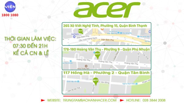Tìm Địa Chỉ Trung Tâm Bảo Hành Acer