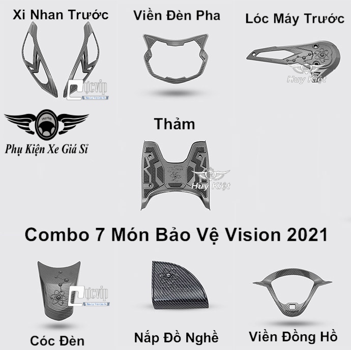 Combo 7 Món Bảo Vệ Cho Xe Vision 2021 - 2022 Carbon MS3960