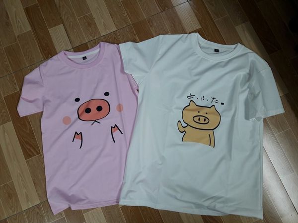 Áo Thun Cặp Con Heo i489 3 Ảnh thật áo thun cặp con heo