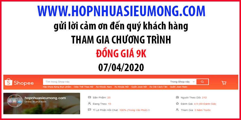 Thư cảm ơn quý khách hàng đã tham gia chương trình đồng giá 9k