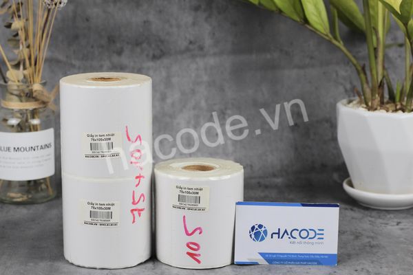 Tem Nhiệt 75x105 Hacode – Nhãn Dán Kích Thước Lớn, In Nhanh, Tiết Kiệm