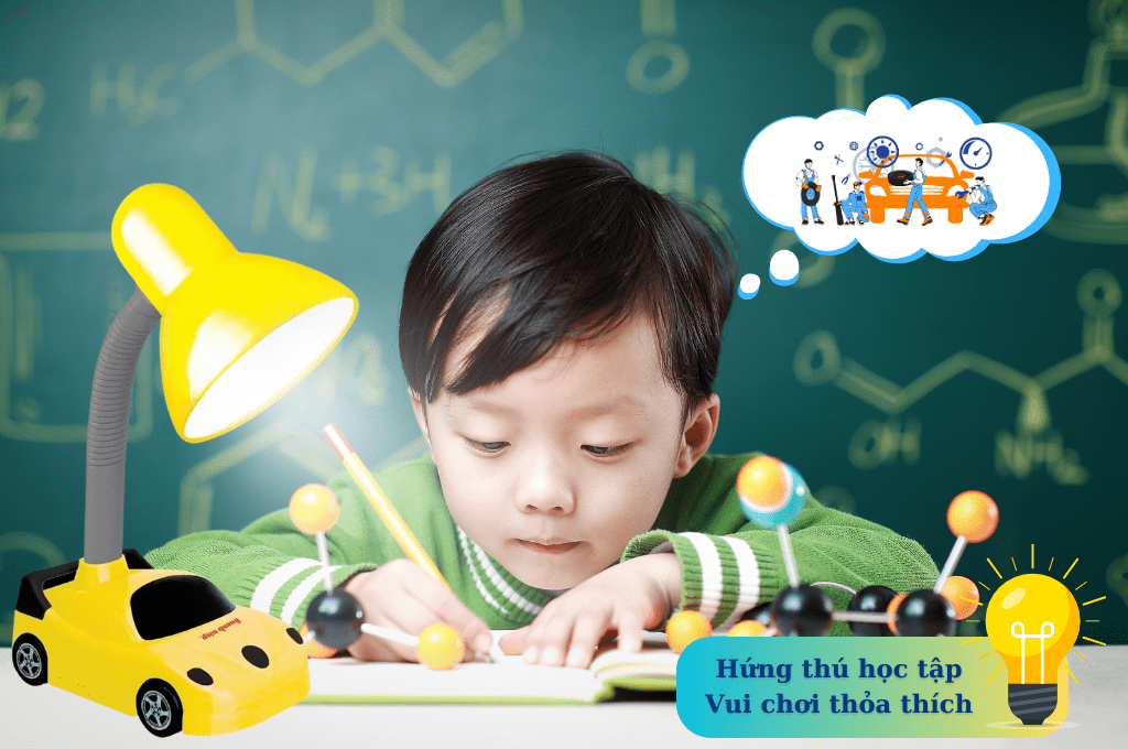 Đèn bàn học chống cận Điện Quang ĐQ DKL05 kiểu xe hơi - màu vàng đen đèn bàn học chống cận hình xe hơi điện quang