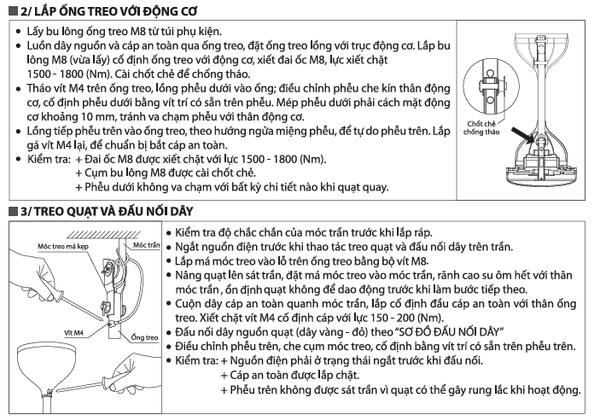 Hướng dẫn sử dụng quạt trần 3 cánh Điện Quang bước 1