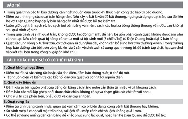 Hướng dẫn sử dụng quạt trần 3 cánh Điện Quang bước 1