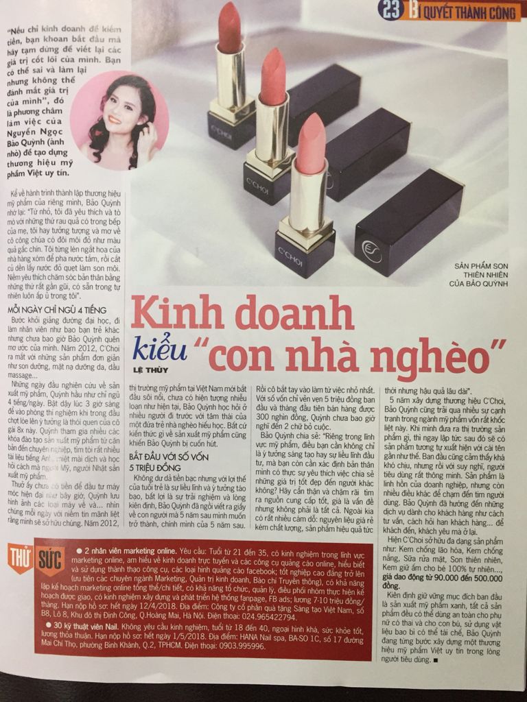 Báo Thế Giới Phụ Nữ Đưa Tin Gì Của C'Choi ?