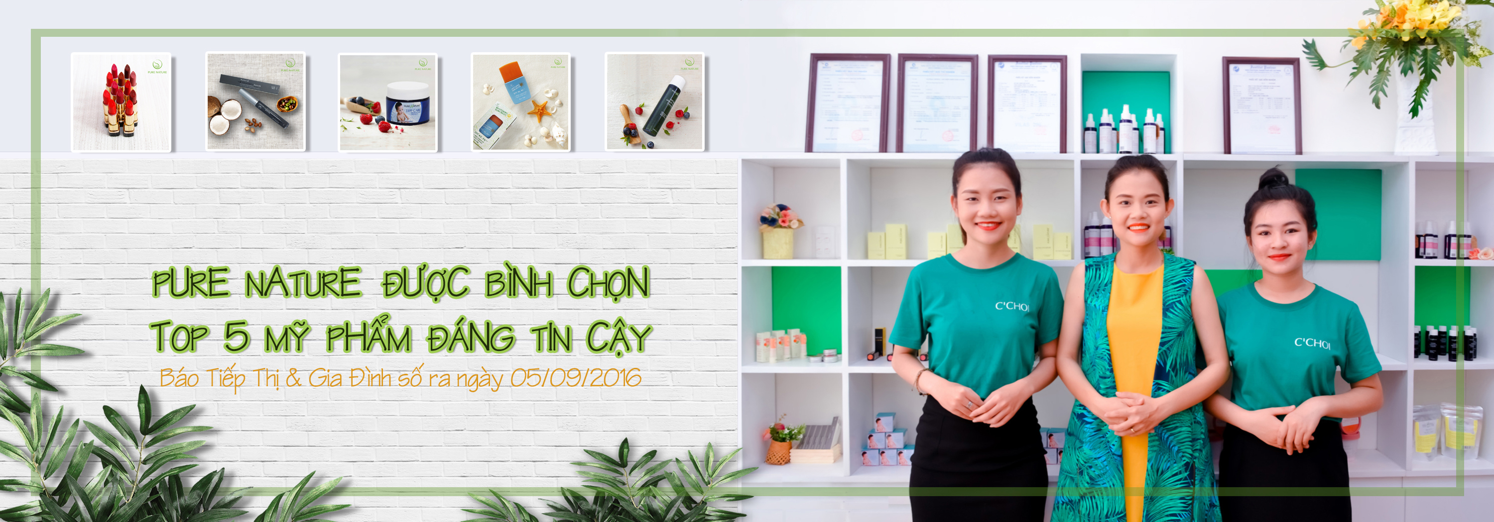 Pure Nature được bình chọn thuộc Top 5 mỹ phẩm đáng tin cậy