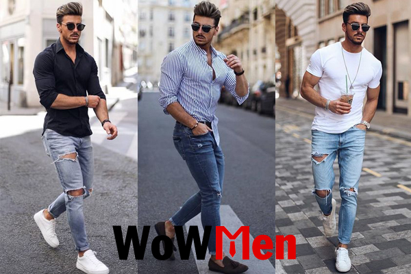 Cách Phối Quần Jean Nam Rách Gối Với Các Kiểu Áo Ôm Body Cho Các Bạn Tập Gym