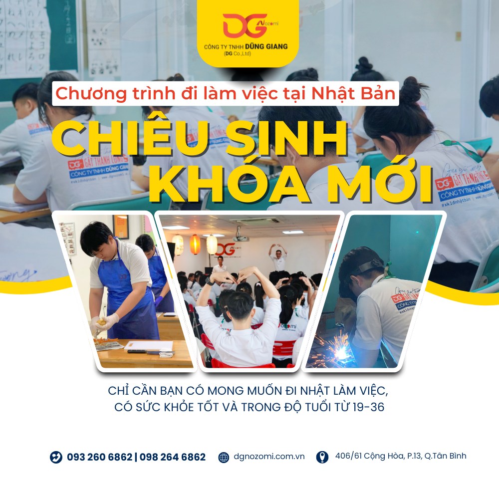CHIÊU SINH KHÓA MỚI CHƯƠNG TRÌNH ĐI LÀM VIỆC TẠI NHẬT BẢN
