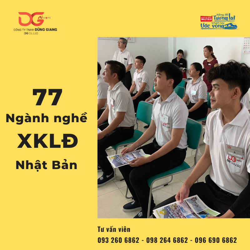 77 NGÀNH NGHỀ ĐƯỢC THAM GIA XKLĐ NHẬT 2020
