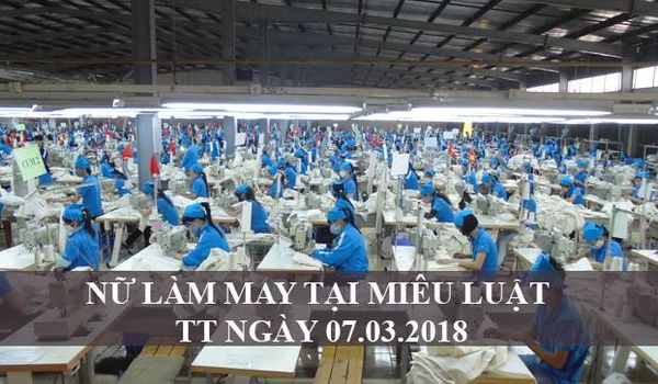Tuyển 25 nữ làm may tại nhà máy Sỹ phẩm Miêu Lật TT 07.03.2018