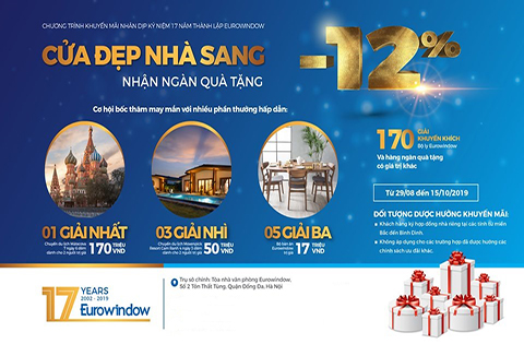 Eurowindow khuyến mãi lớn nhân kỷ niệm 17 năm thành lập
