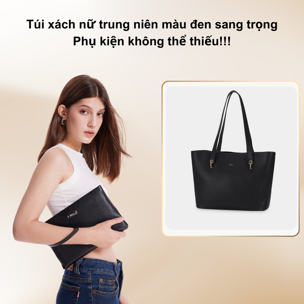 Túi xách nữ trung niên màu đen sang trọng - Phụ kiện không thể thiếu!!